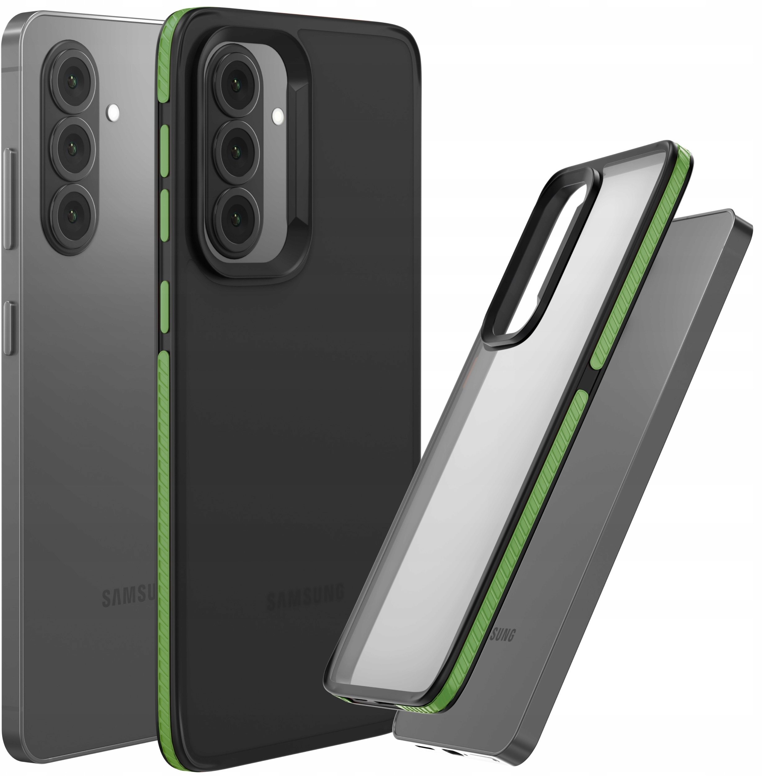 Etui Do Samsung Galaxy A56 (Matowe, Zielona Ramka, Bumper, Plecki, Case)