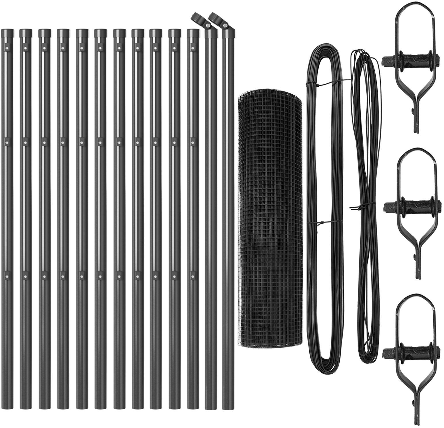 vidaXL Zestaw Słupków Ogrodzeniowych Zestaw 2 Szary Metal 25 x 0,5 m