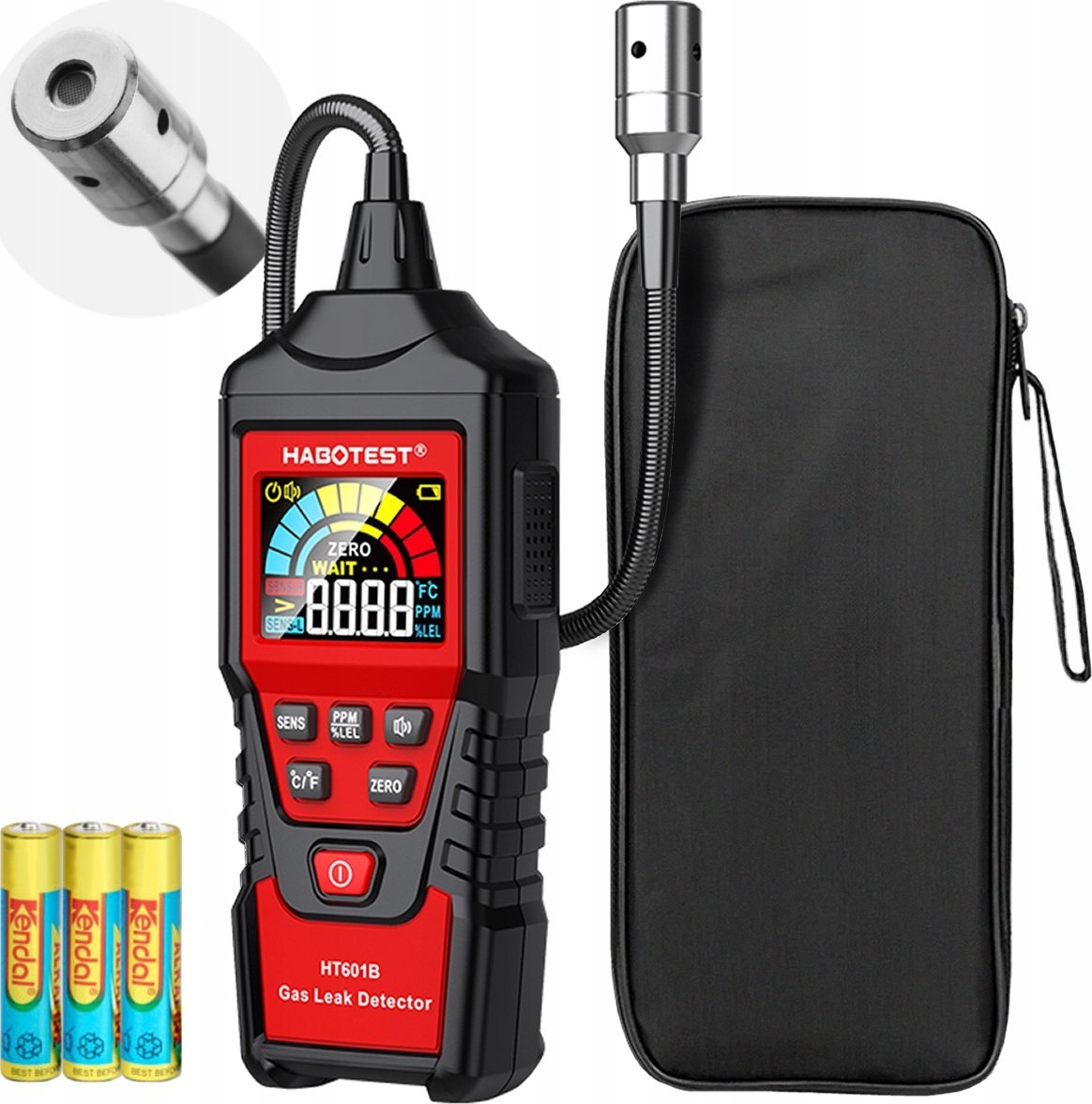 DETEKTOR WYCIEKÓW GAZÓW MIERNIK STĘŻENIA 9999 PPM 20,00% LEL POMIAR TEMP.