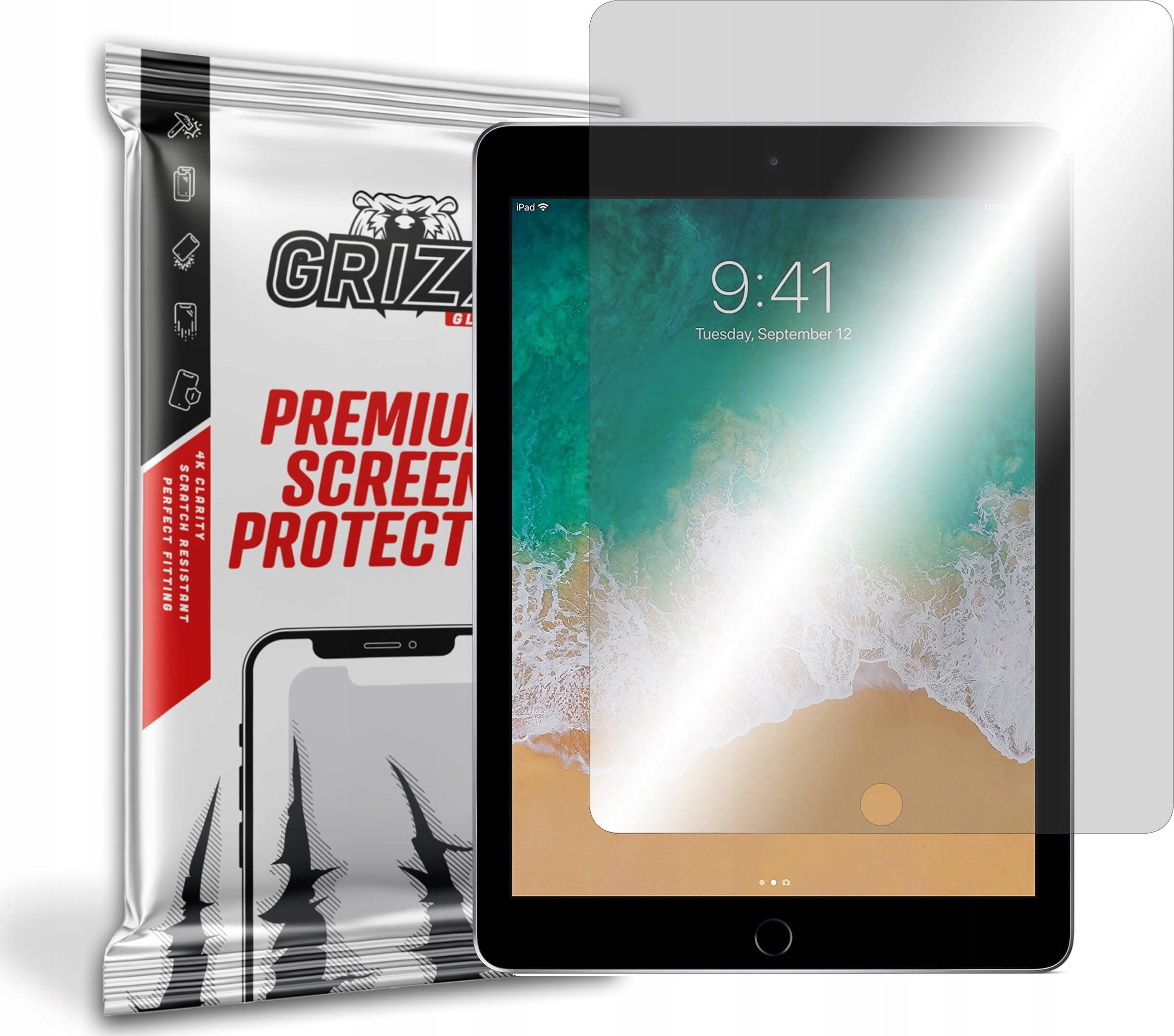 GrizzGlass Szkło hybrydowe Grizz Apple iPad 9.7 2017/2018 (5. i 6. generacji)
