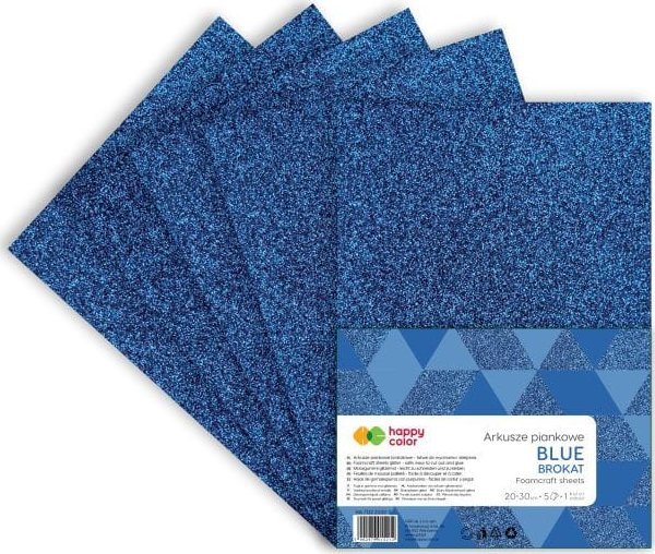 Arkusze piankowe brokatowe A4 5 ark niebieskie