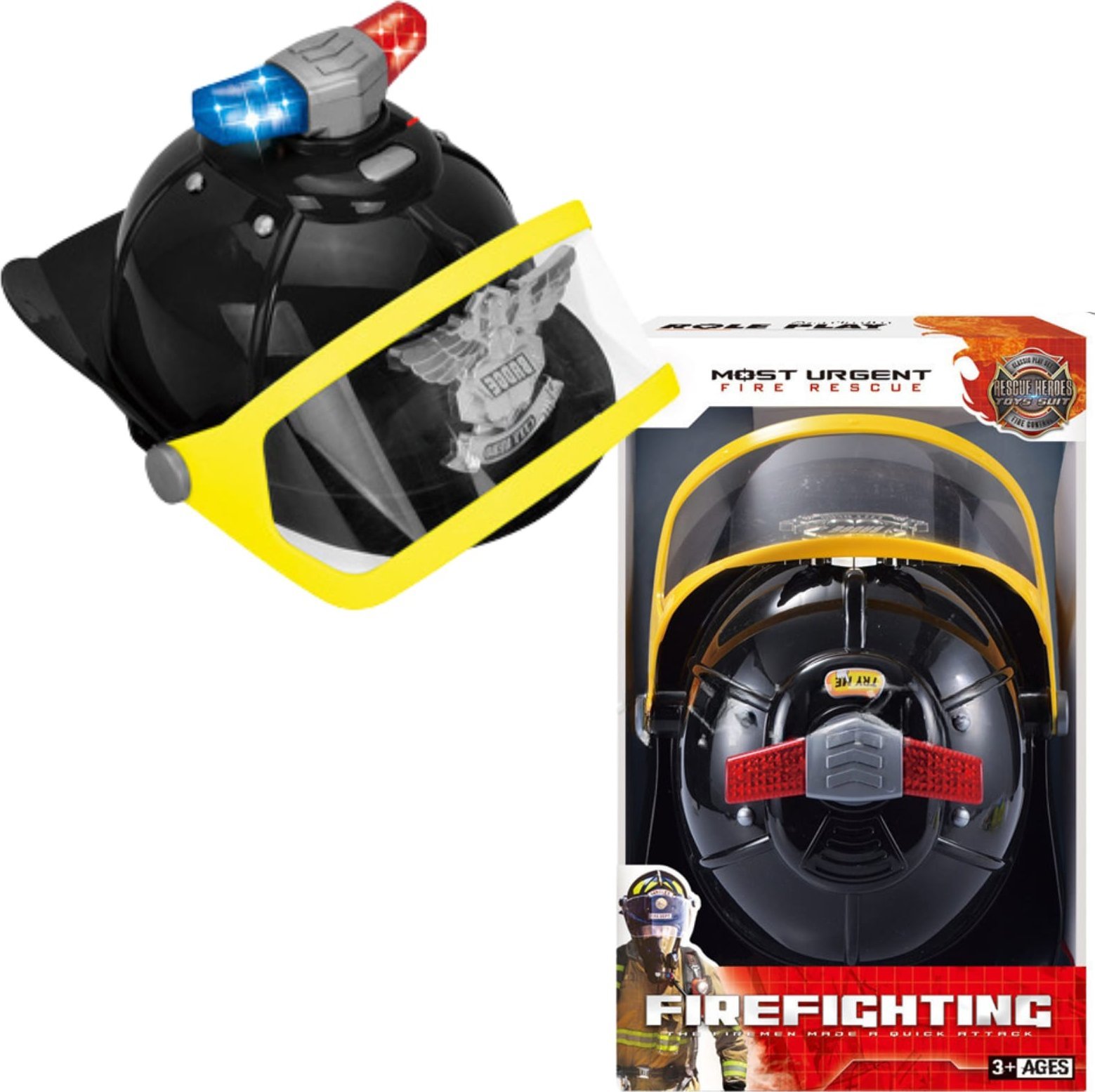 Hełm Policyjny Czarny Kask Z Efektami Dźwiękowymi I Świetlnymi Przyłbica