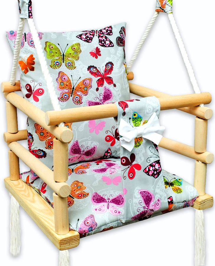 Huśtawka Elior Szara huśtawka kubełkowa w motylki - Kersa