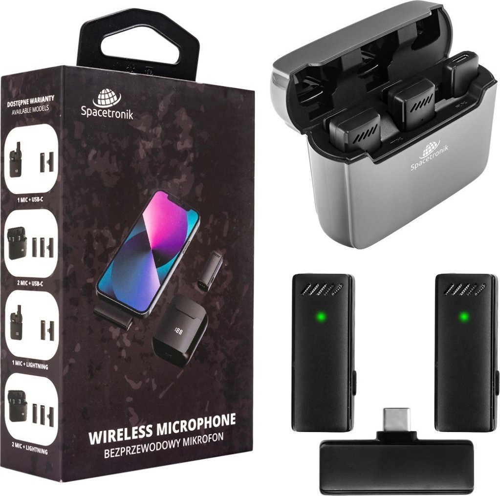 Spacetronik 2x Bezprzewodowy mikrofon USB-C Spacetronic
