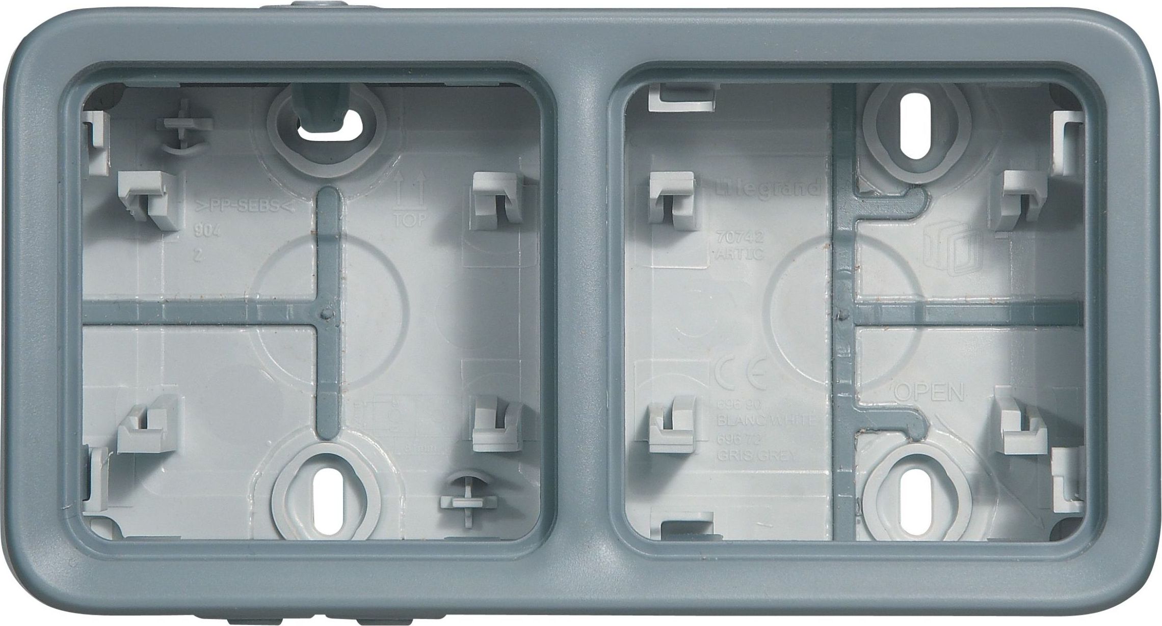 Legrand PLEXO55 Puszka natynkowa podwójna pozioma szara (069672)