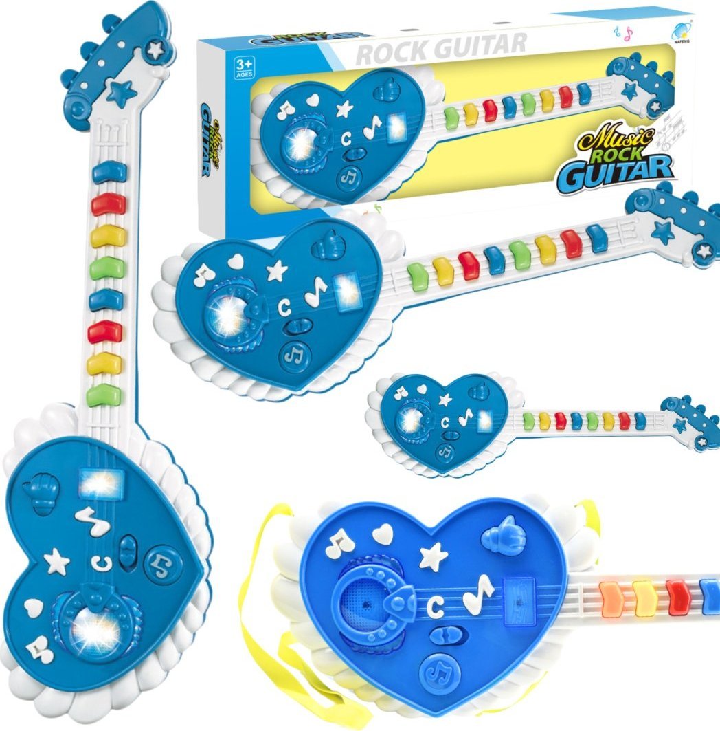 GITARA INTERAKTYWNA DLA DZIECI EFEKTY ŚWIETLNE SERCE INSTRUMENT MUZYCZNY