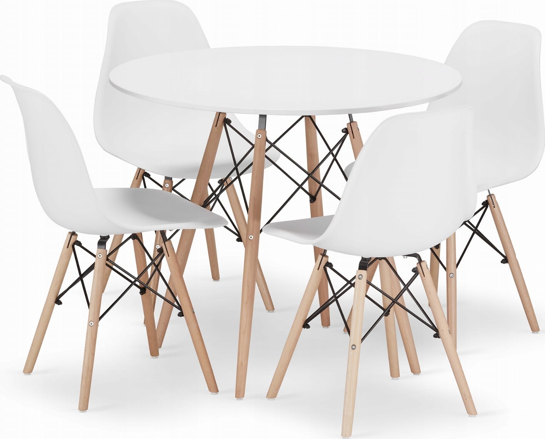 Leobert Zestaw stół okrągły TODI 90 biały + 4 krzesła OSAKA białe