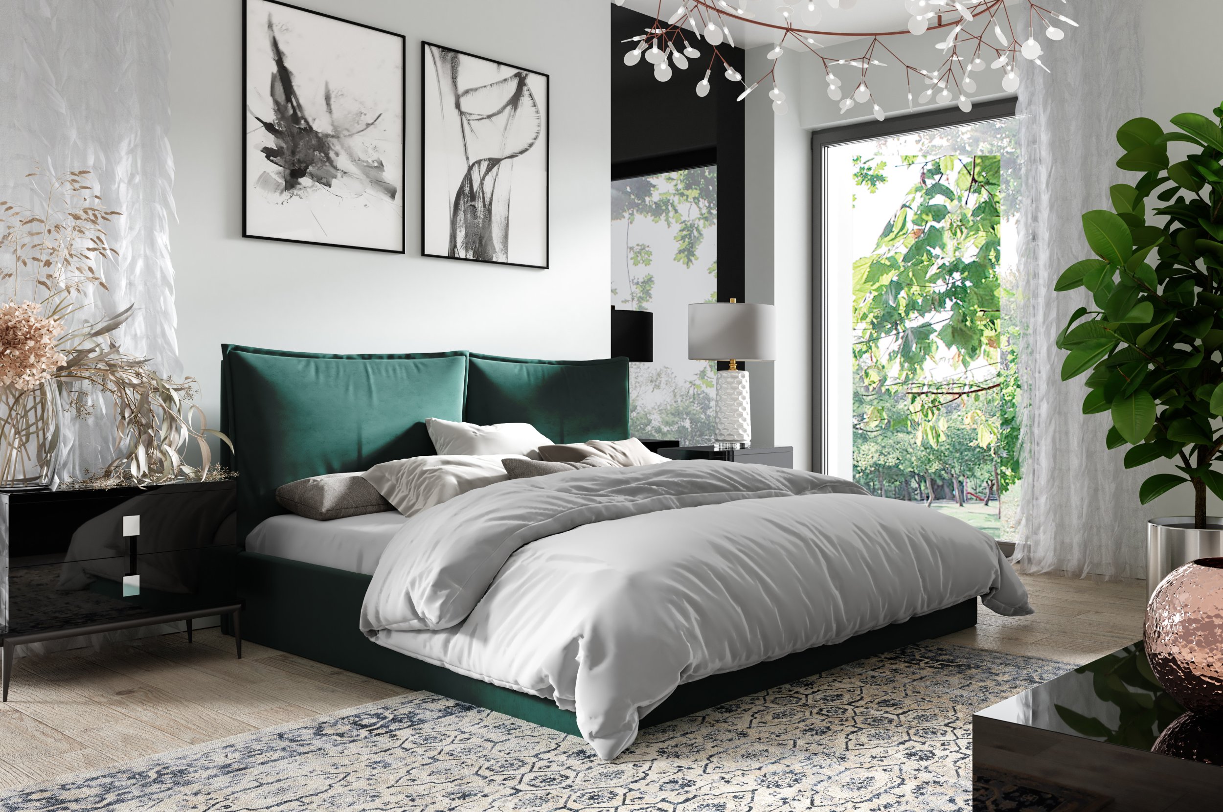 Łóżko 160x200 z pojemnikiem , metalowy stelaż GLAM riviera 38