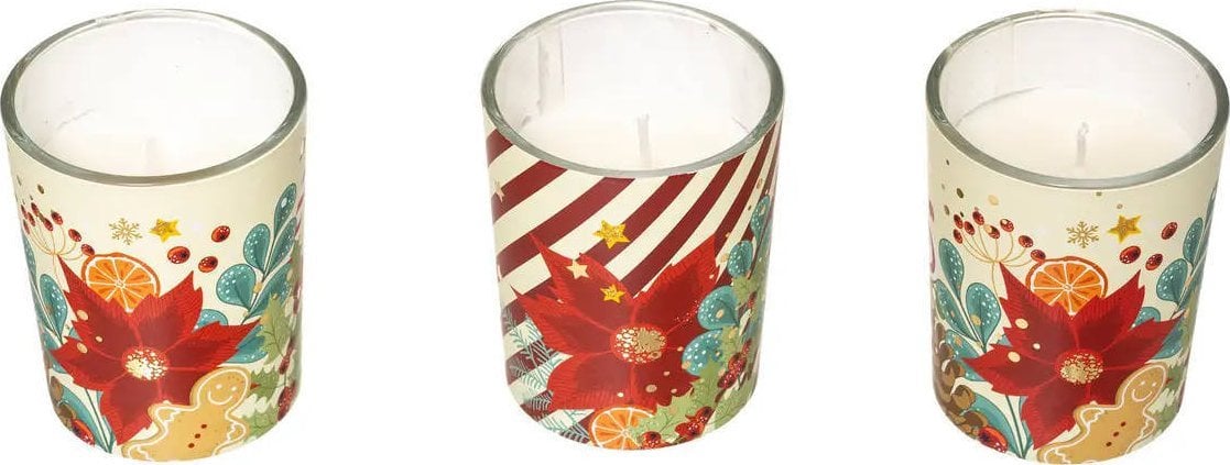 Atmosphera Świeczki zapachowe ze świątecznym nadrukiem, Ø 5 cm, 3 szt.