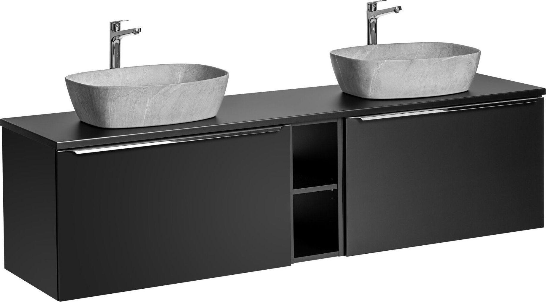 Comad Szafka łazienkowa z umywalką, Santa Fe, 180x46x46 cm, czarny, mat