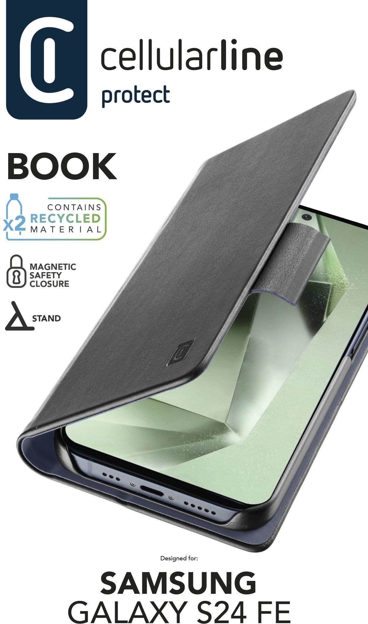 Cellularline 8018080487941 pokrowiec na telefon komórkowy 17 cm (6.7") Z klapką Czarny