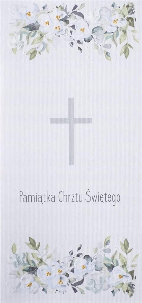 Teka Karnet Chrzest DL C19 - Krzyż kwiaty niebieski