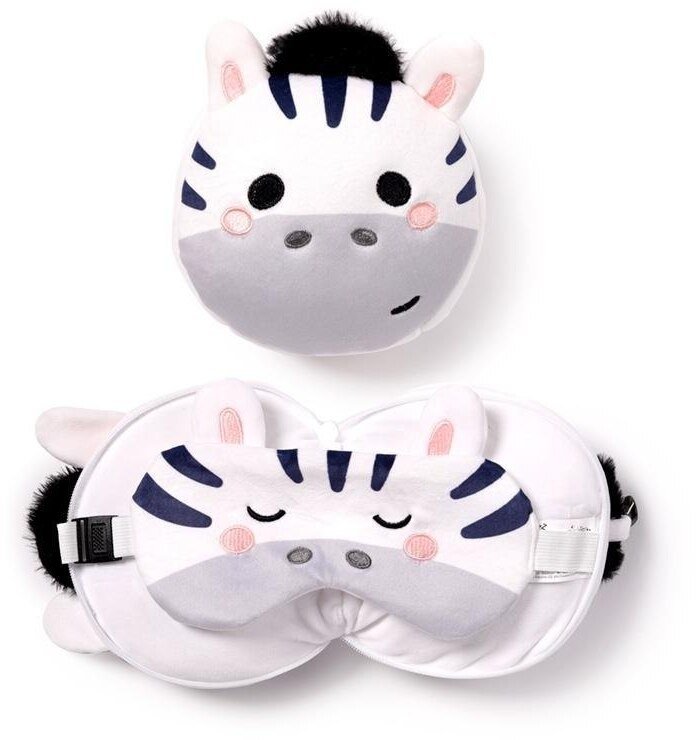 Poduszka podróżna i maska na oczy Zebra
