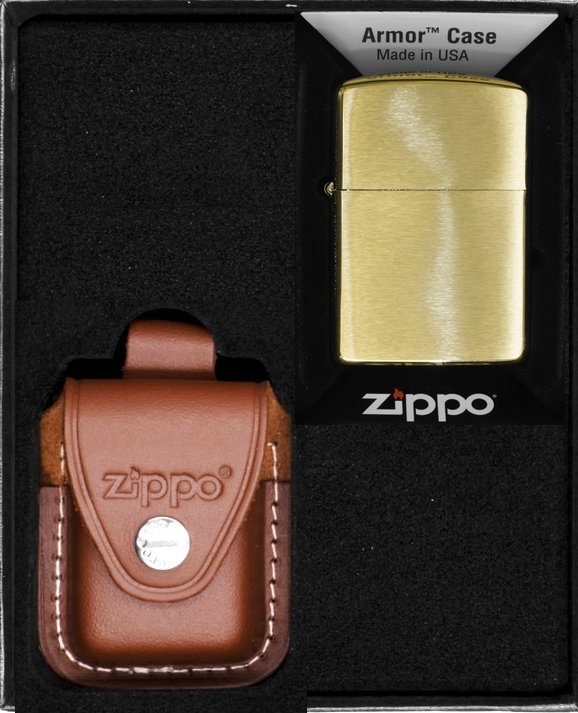 Zestaw ZIPPO Zapalniczka BRASS BRUSHED ARMOR HEAVY Prezentowy No2