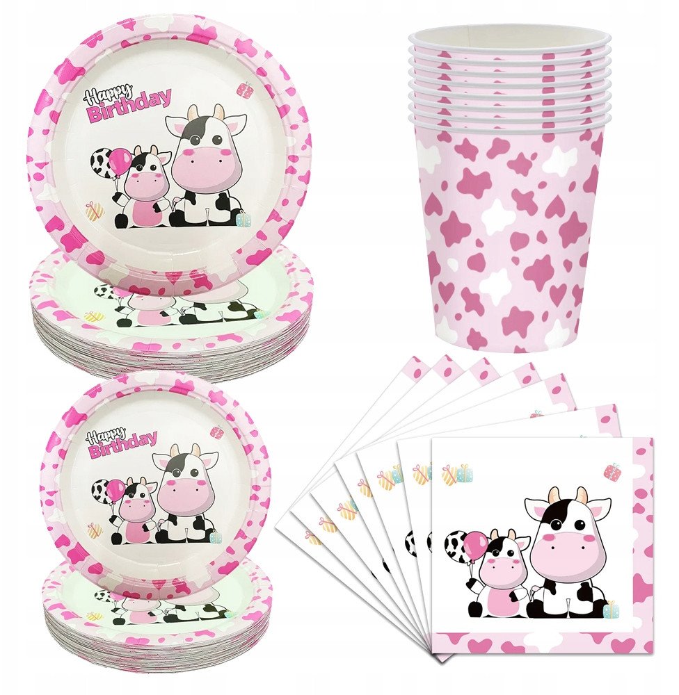 Zestaw Urodzinowy Happy Birthday Jednorazowy Krówki 50 elementów