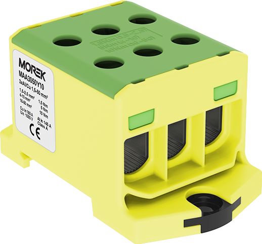 MOREK Złączka szynowa 1,5-50mm2 żół-ziel 6otwor AL/CU TH35 3P MAA3050Y10 Morek 4306