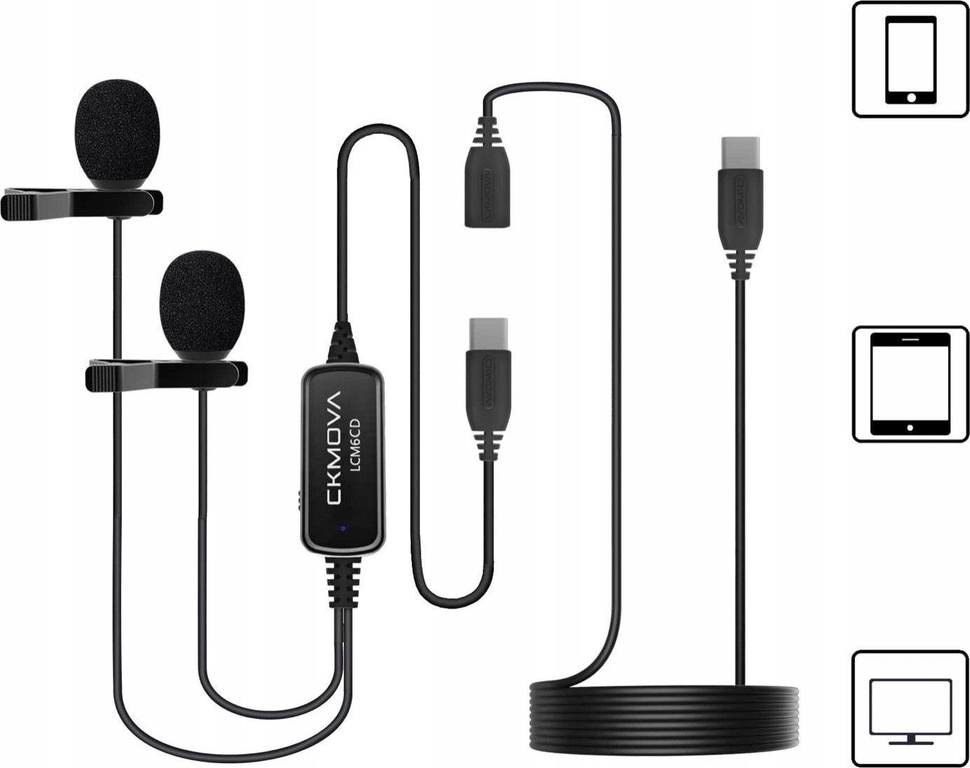 Mikrofon CKMOVA CKMOVA LCM6CD - podwójny mikrofon krawatowy na USB C