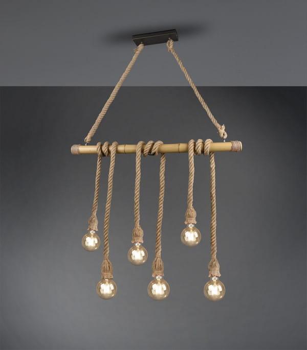 Lampa wisząca Trio RL Nowoczesna lampa sufitowa brązowa Trio RL Wilma drewniana R30130626