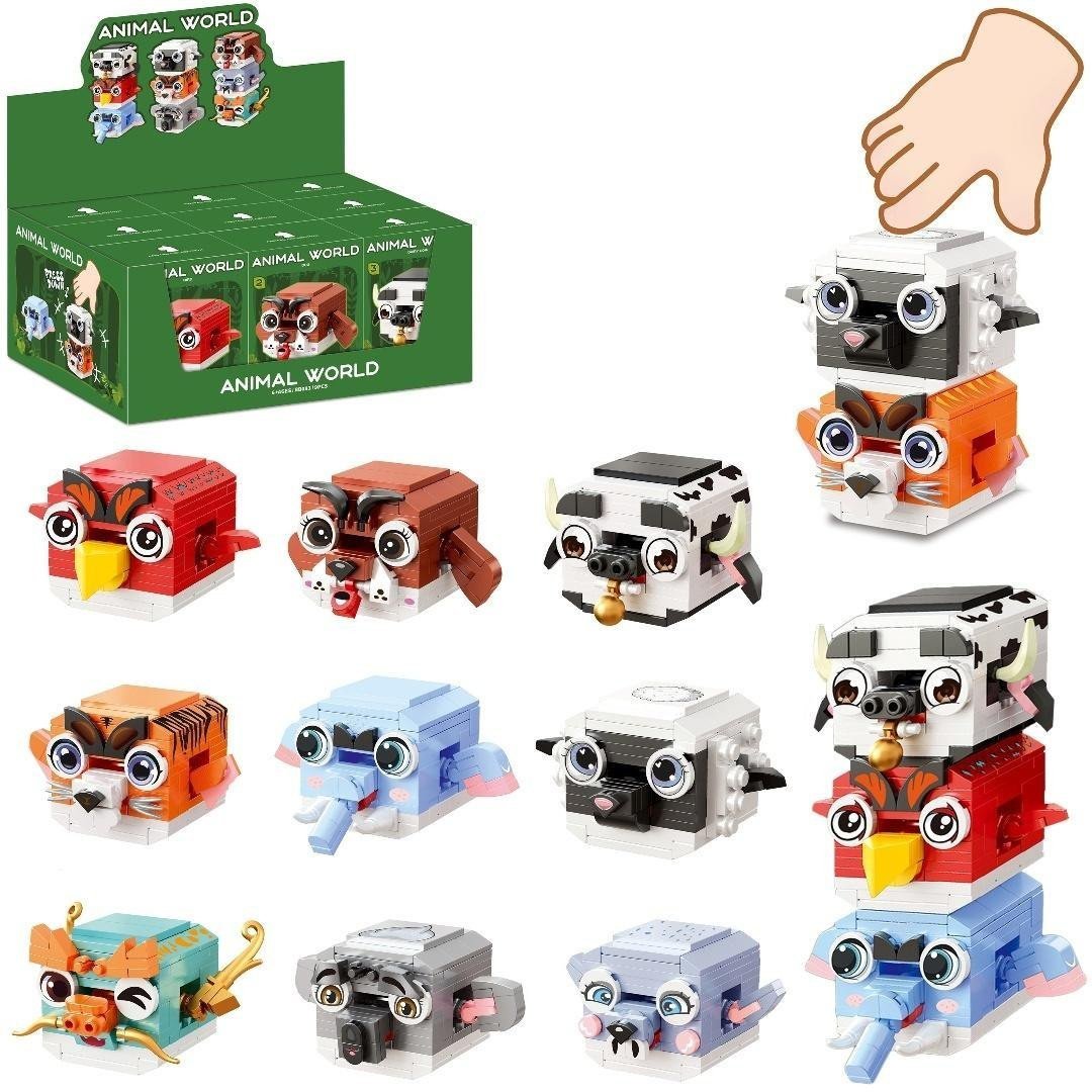 Klocki zwierzątko naciskane + 120 elementów MIX
