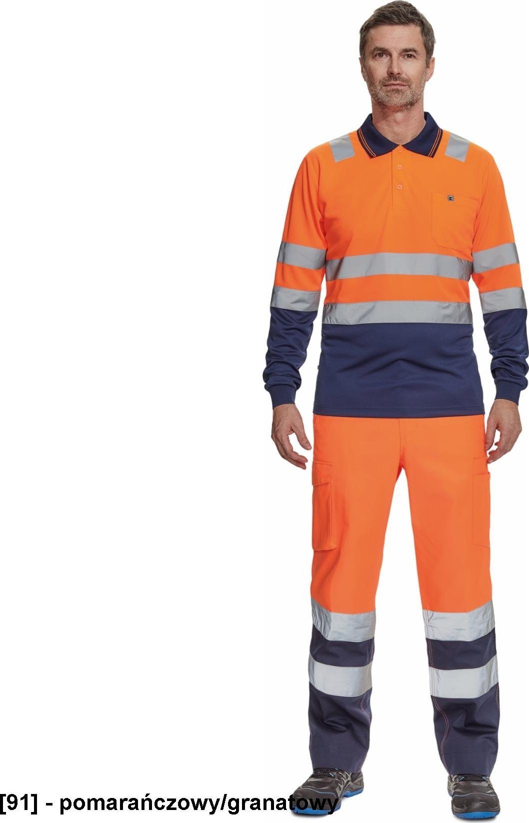 CERVA LEON HV - polo z długim rękawem - pomarańczowy/granatowy 5XL