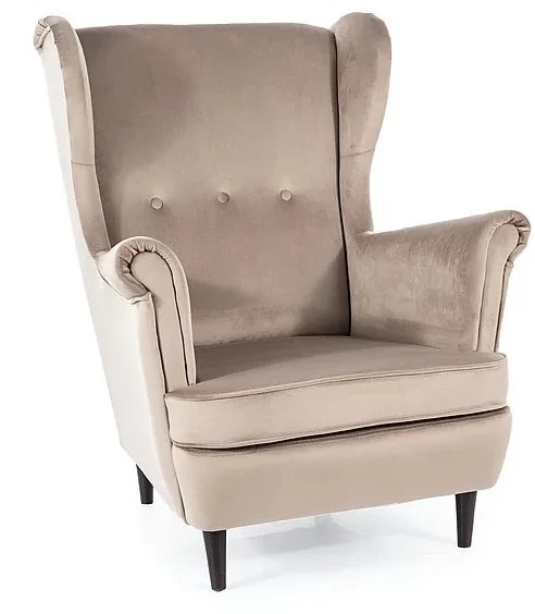 Fotel uszak LORD VELVET ciemnobeżowy SIGNAL