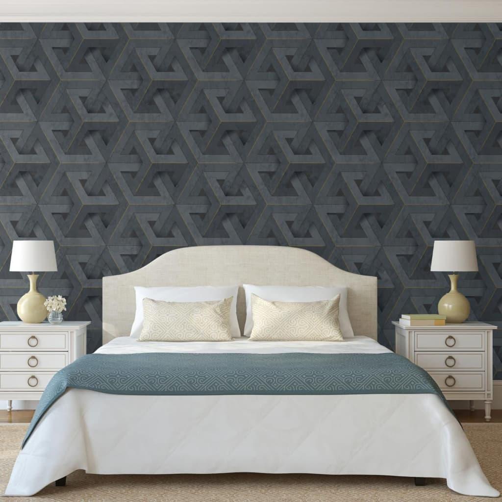 Dutch Wallcoverings DUTCH WALLCOVERINGS Tapeta Onyx, antracytowo-złota
