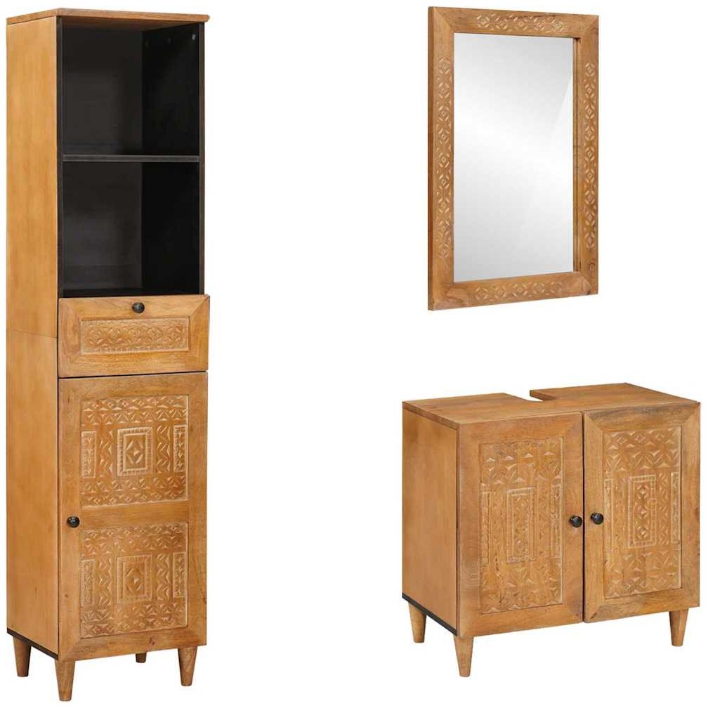 vidaXL Zestaw mebli łazienkowych 3 pcs Brązowy 38 x 33 x 160 cm