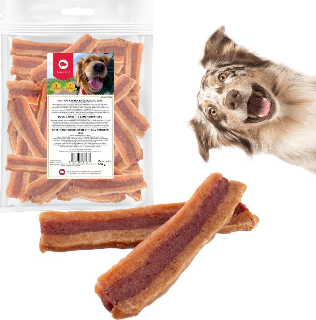 Maced Miękki przysmak dla psa MACED TRIO KACZKA, KRÓLIK I JAGNIĘCINA 500G