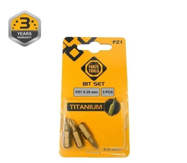 TITANIUM SCREWDRIVER BIT PZ1X25MM 3PCS