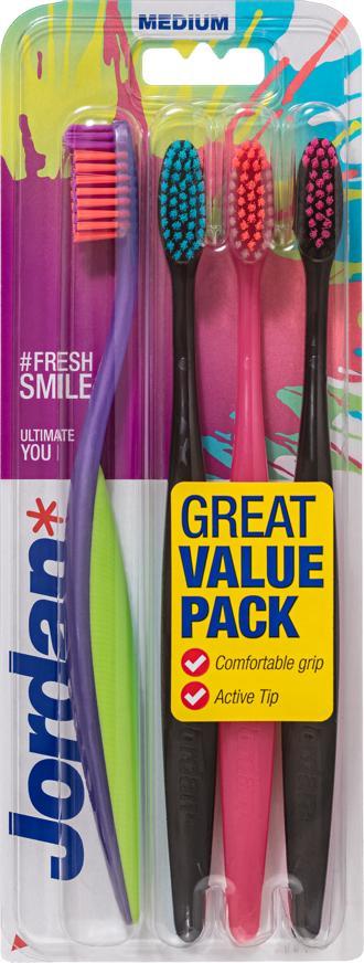Jordan Jordan Szczoteczka do zębów Ultimate You medium - mix kolorów 1op.-4szt