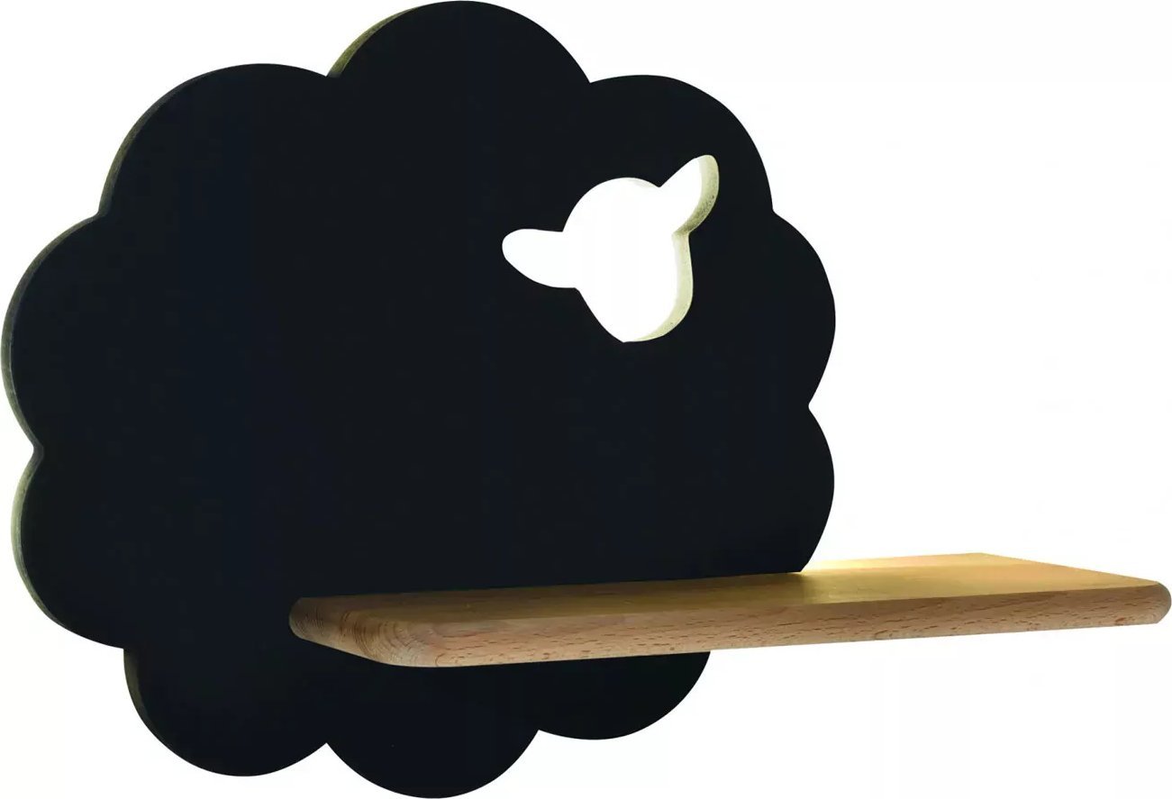 Lumes Czarna lampka dziecięca owieczka z półką - K007-Mami