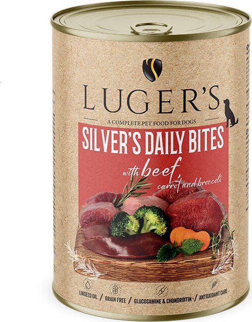 Karma mokra dla psa Luger's Silver's Daily Bites z wołowiną, marchewką i brokułem 400 g