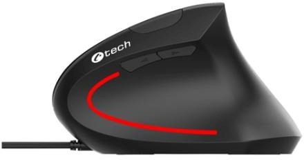 C-TECH myš VEM-09C, vertikální, 6 tlačítek, černá, USB
