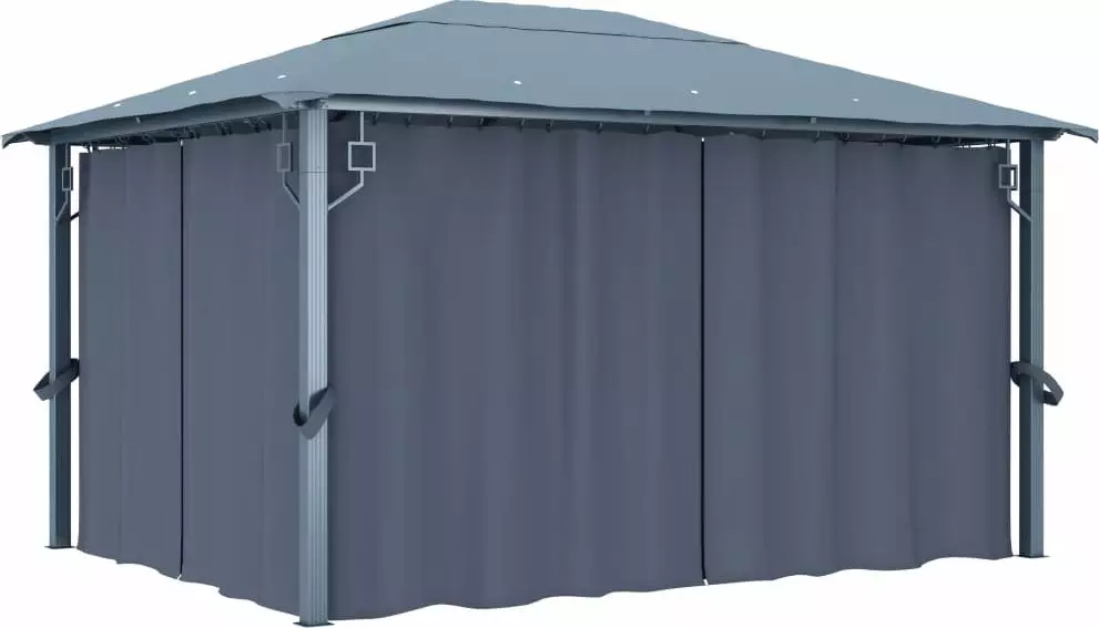 vidaXL Altana ogrodowa z zasłonami, 400 x 300 cm, antracytowa