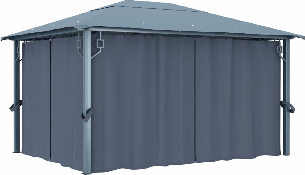 vidaXL Altana ogrodowa z zasłonami, 400 x 300 cm, antracytowa
