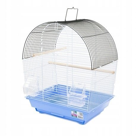 Panama Pet Klatka dla ptaków, zaokrąglona niebieska, drut w kolorze czarnym i niebieskim, wym. 36 x 28.8 x 46cm