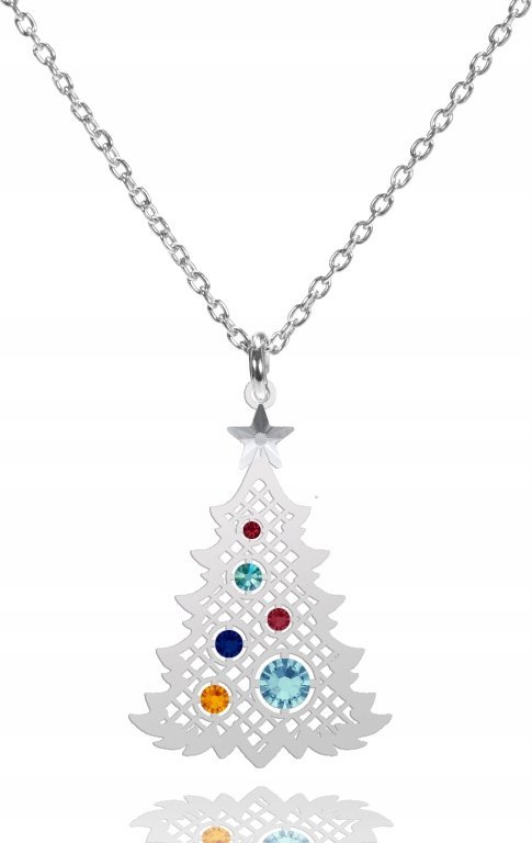 Radziszewska Jewellery Naszyjnik Srebrny z Choinką Prezent Świąteczny 925 ŻYCZENIA GRATIS