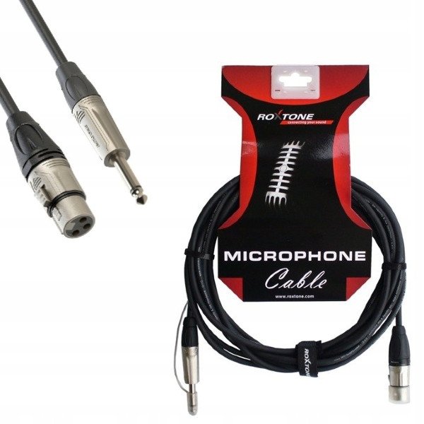 Roxtone Kabel audio 3m Jack 6.3mm Mono, XLR 3-pin żeńskie DMXJ210L3