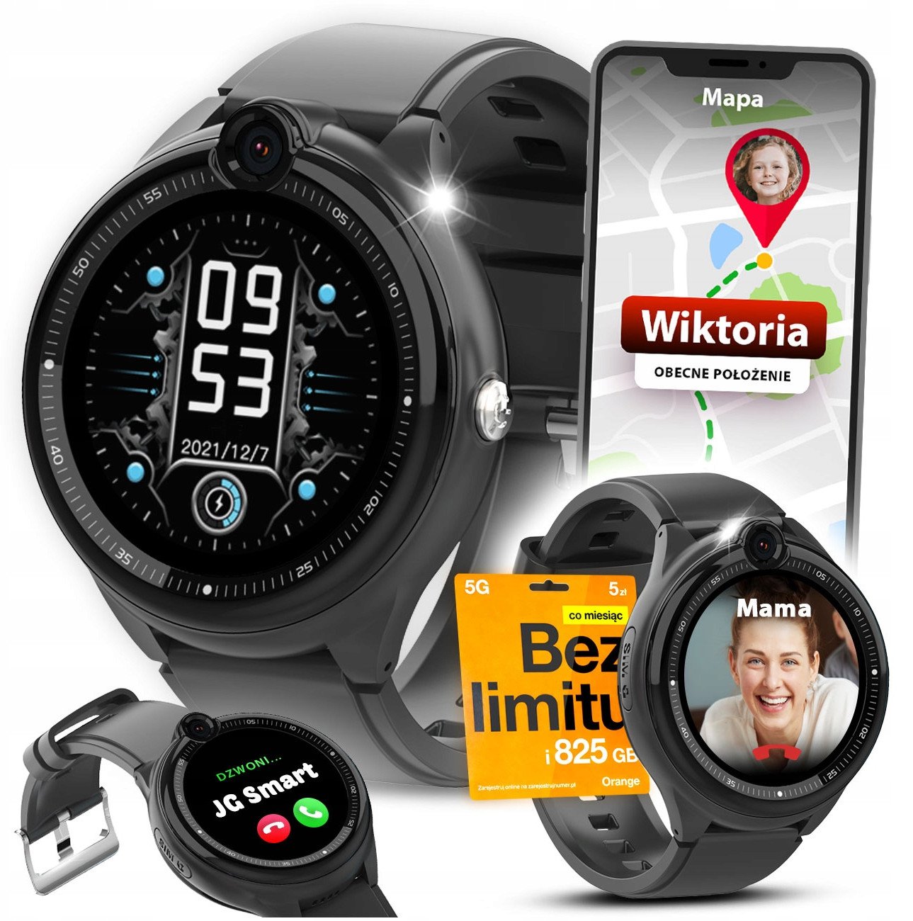 Smartwatch Dla Dzieci Zegarek Telefon GPS Rozmowy Aparat Wideo Lokalizacja