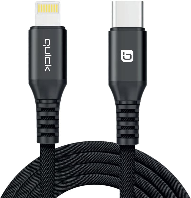 Kabel USB Quick USB-C - Lightning 1.5 m Czarny (4752168141229)