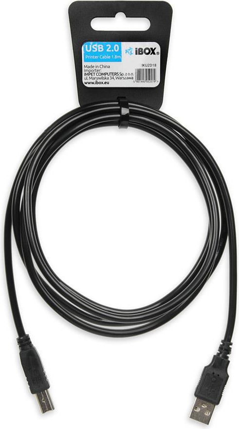 iBOX Kabel do drukarki USB 2.0, 1.8m (IKU2D18)