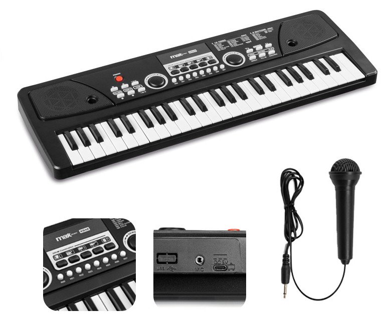 Keyboard dla dziecka 49 klawiszy akumulator/ mikrofon KD49 Max one size