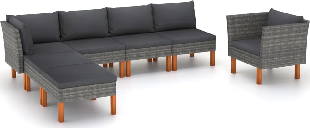 vidaXL 7-cz. zestaw wypoczynkowy do ogrodu, rattan PE i eukaliptus