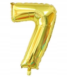 Balon Foliowy Na Hel CYFRA - 7 kolor ZŁOTY - 80CM
