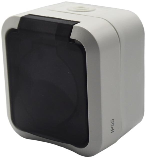 Düwi Gniazdo z uziemieniem jedno montażowe Aqua Pro IP55 białe dymna klapka / 60328