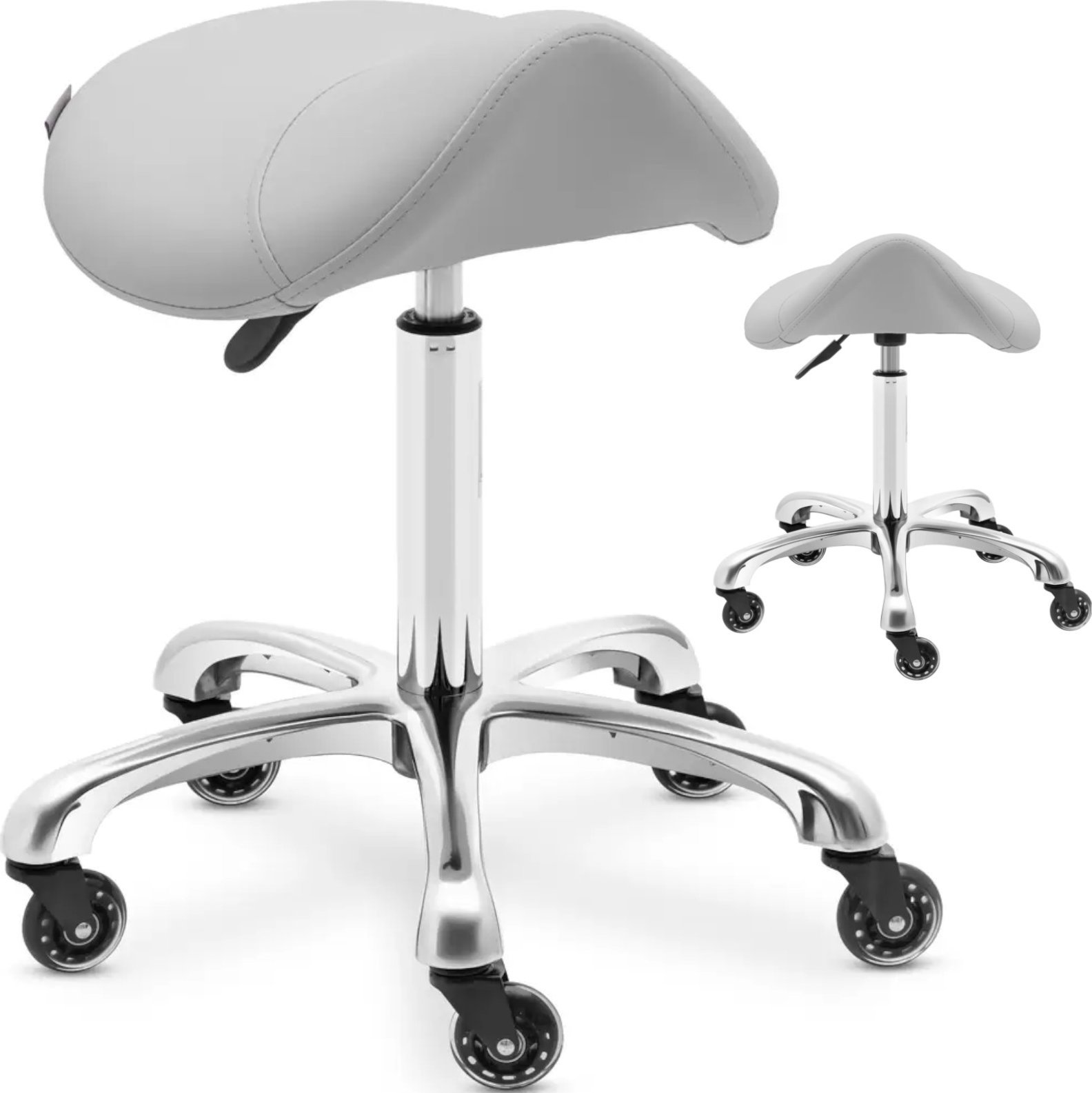 Physa Taboret stołek hoker kosmetyczny siodłowy na kółkach do 150 kg YORK - jasnoszary Taboret stołek hoker kosmetyczny siodłowy na kółkach do 150 kg