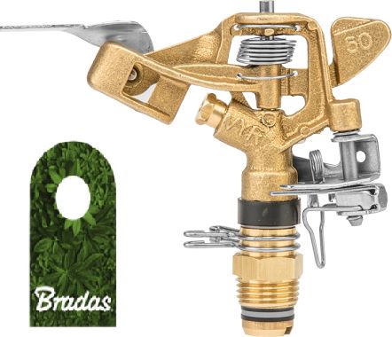 Bradas Mosiężny zraszacz pulsacyjny obrotowy regulowany 360 GZ1/2" 25m 0178