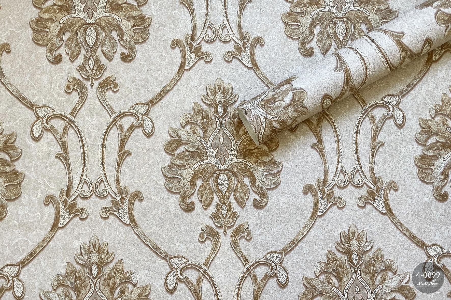 MallDeco TAPETA WINYLOWA MODEL DOMINIC DCOR, BEŻOWO-PUDROWA