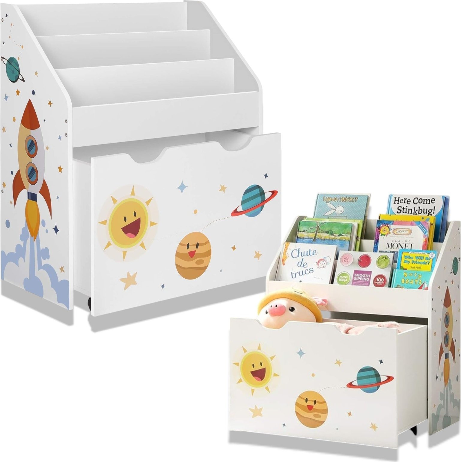 Duży Regał dla Dzieci 70 cm WZÓR KOSMOS