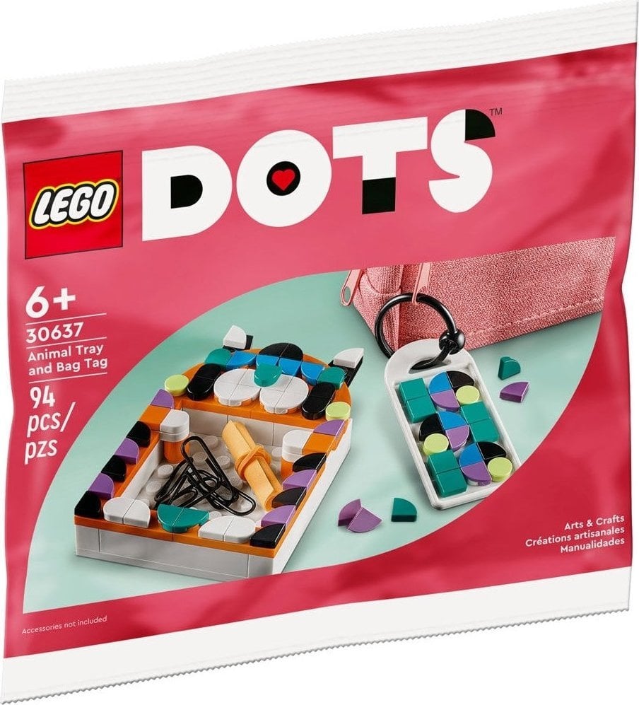 LEGO Dots Tacka w kształcie zwierzaka i zawieszka na torbę (30637)